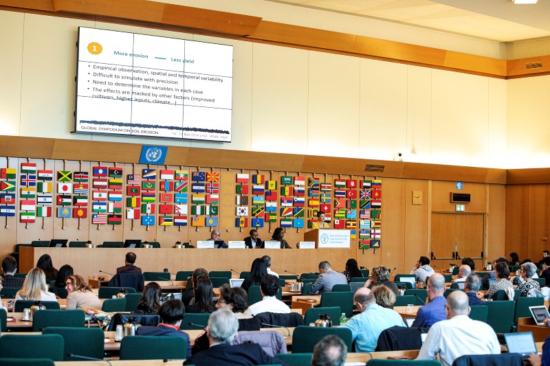 Prof. Haregeweyn participating and speaking at the Global Symposium on Soil Erosion.  (Photo credit: 17 May 2019__kanma__ Rome__kanma__ Italy - Closing session. Global Symposium on Soil Erosion__kanma__ FAO headquartes__kanma__ (Green Room). ©FAO/Gius eppe Carotenuto)Prof. Haregeweyn participating and speaking at the Global Symposium on Soil Erosion.  (Photo credit: 17 May 2019__kanma__ Rome__kanma__ Italy - Closing session. Global Symposium on Soil Erosion__kanma__ FAO headquartes__kanma__ (Green Room). ©FAO/Gius eppe Carotenuto)